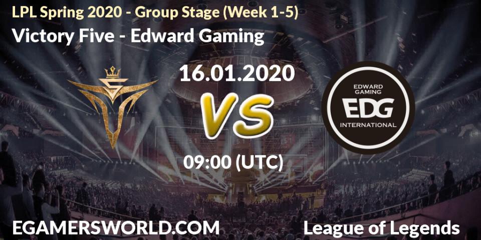 Victory Five vs Edward Gaming: Betting TIp, Match Prediction. 16.01.20. LoL, LPL Spring 2020 - Group Stage (Week 1-4)