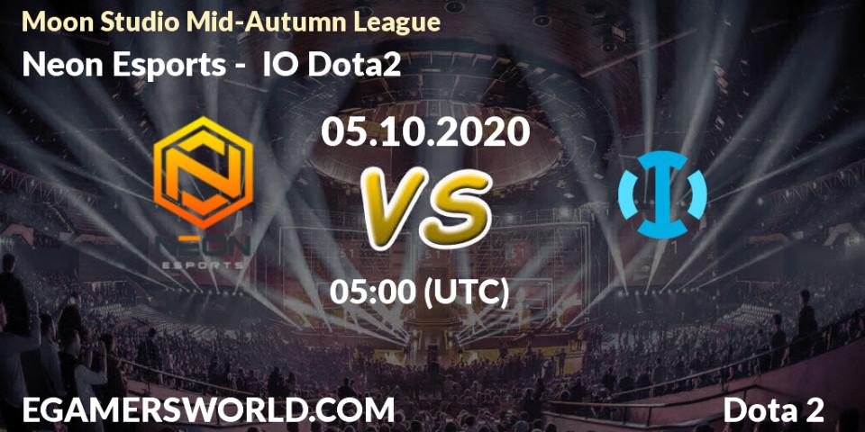 Neon Esports vs IO Dota2: Betting TIp, Match Prediction. 05.10.2020 at 05:52. Dota 2, Moon Studio Mid-Autumn League
