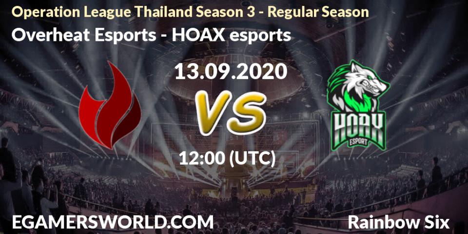 Overheat Esports vs HOAX esports: Betting TIp, Match Prediction. 13.09.2020 at 12:00. Rainbow Six, Operation League Thailand Season 3 - Regular Season