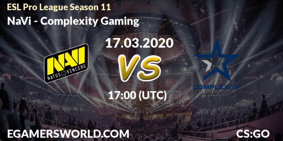 NaVi vs Complexity Gaming: Betting TIp, Match Prediction. 23.03.2020 at 21:00. Counter-Strike (CS2), ESL Pro League Season 11: Europe