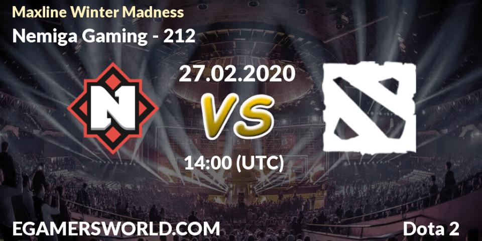 Nemiga Gaming vs 212: Betting TIp, Match Prediction. 27.02.2020 at 14:04. Dota 2, Maxline Winter Madness