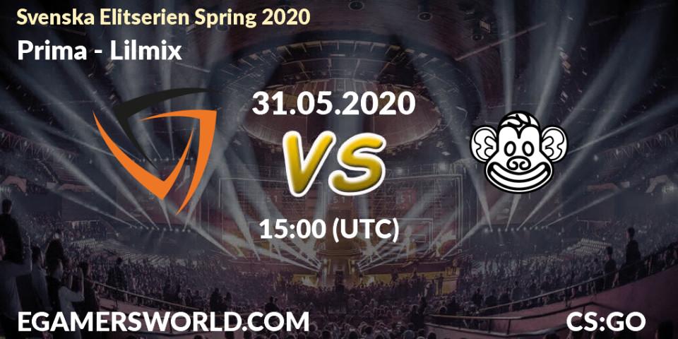 Prima vs Lilmix: Betting TIp, Match Prediction. 31.05.2020 at 15:25. Counter-Strike (CS2), Svenska Elitserien Spring 2020