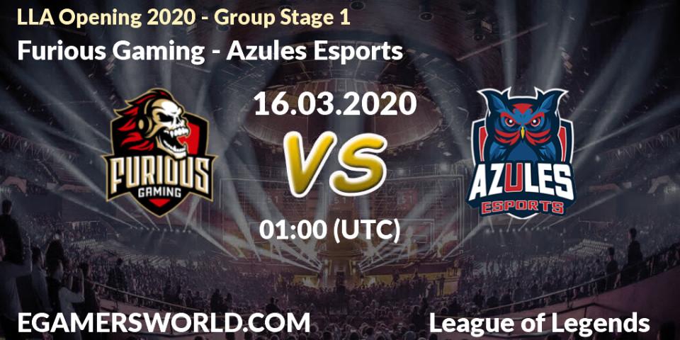 Furious Gaming vs Azules Esports: Betting TIp, Match Prediction. 29.03.2020 at 23:00. LoL, LLA Opening 2020 - Group Stage 1