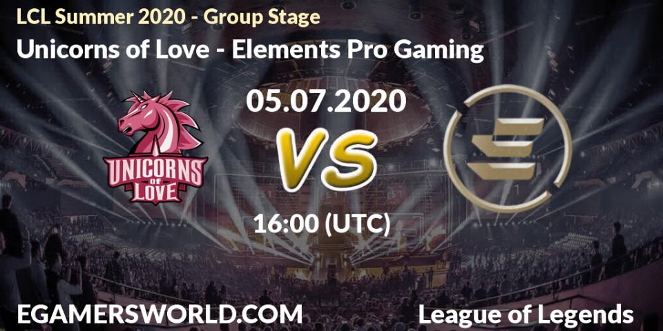 Unicorns of Love vs Elements Pro Gaming: Betting TIp, Match Prediction. 05.07.20. LoL, LCL Summer 2020 - Group Stage