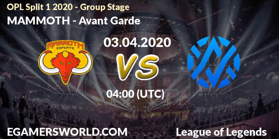 MAMMOTH vs Avant Garde: Betting TIp, Match Prediction. 03.04.20. LoL, OPL Split 1 2020 - Group Stage