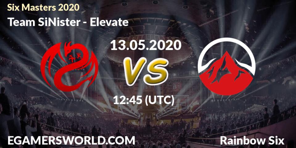 Team SiNister vs Elevate: Betting TIp, Match Prediction. 13.05.2020 at 12:30. Rainbow Six, Six Masters 2020