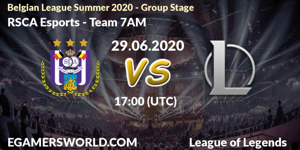 RSCA Esports vs Team 7AM: Betting TIp, Match Prediction. 29.06.2020 at 17:00. LoL, Belgian League Summer 2020 - Group Stage