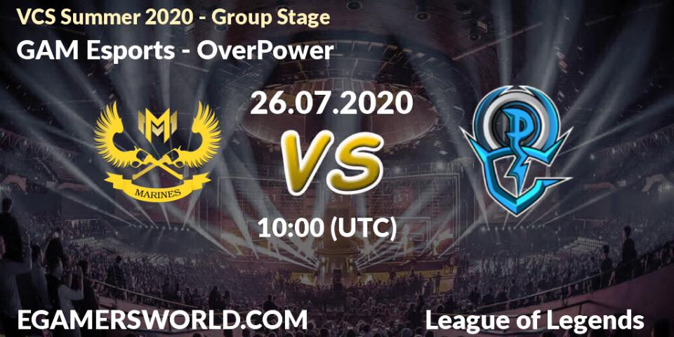 GAM Esports vs OverPower: Betting TIp, Match Prediction. 26.07.20. LoL, VCS Summer 2020 - Group Stage