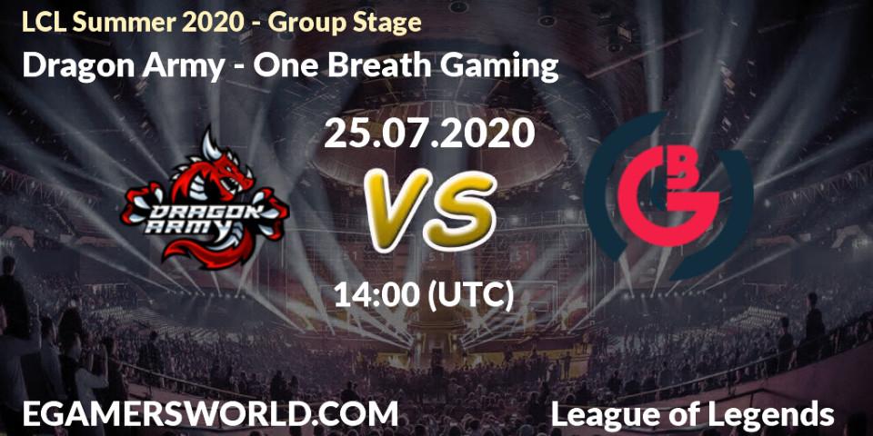 Dragon Army vs One Breath Gaming: Betting TIp, Match Prediction. 25.07.20. LoL, LCL Summer 2020 - Group Stage