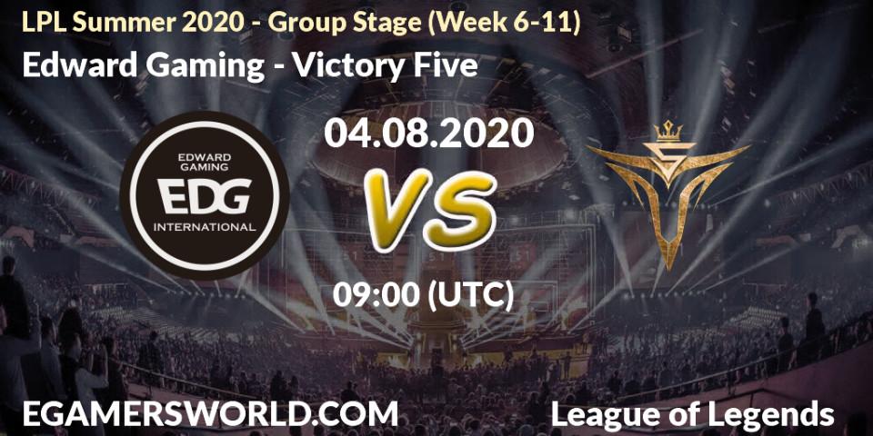 Edward Gaming vs Victory Five: Betting TIp, Match Prediction. 04.08.20. LoL, LPL Summer 2020 - Group Stage (Week 6-11)
