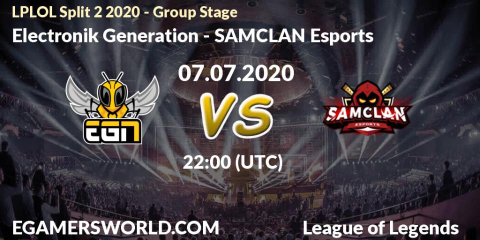 Electronik Generation vs SAMCLAN Esports: Betting TIp, Match Prediction. 07.07.2020 at 22:30. LoL, LPLOL Split 2 2020