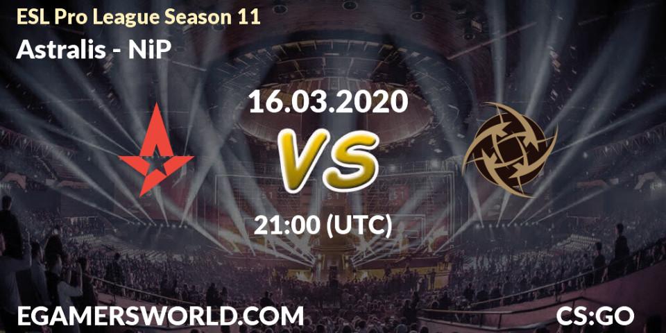 Astralis vs NiP: Betting TIp, Match Prediction. 16.03.2020 at 21:00. Counter-Strike (CS2), ESL Pro League Season 11: Europe