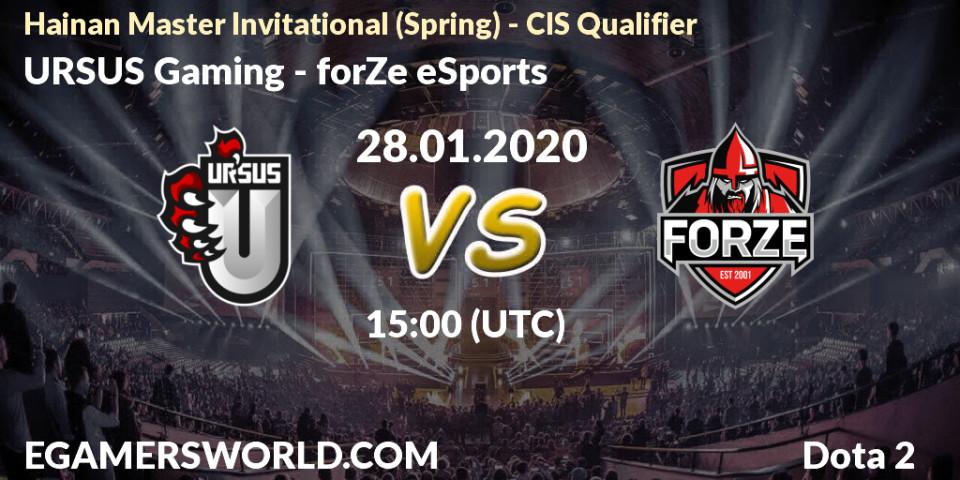 URSUS Gaming vs forZe eSports: Betting TIp, Match Prediction. 28.01.20. Dota 2, Hainan Master Invitational (Spring) - CIS Qualifier
