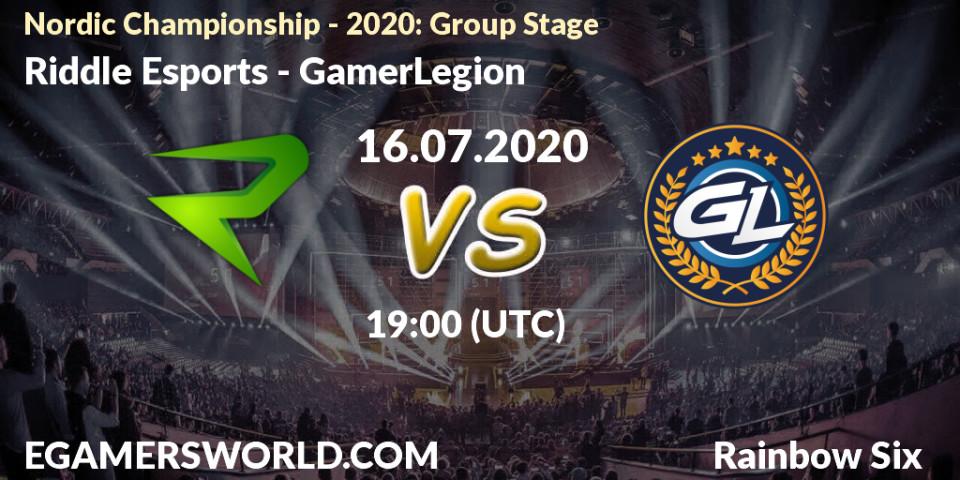 Riddle Esports vs GamerLegion: Betting TIp, Match Prediction. 16.07.2020 at 19:00. Rainbow Six, Nordic Championship - 2020: Group Stage