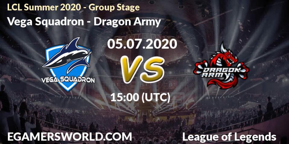 Vega Squadron vs Dragon Army: Betting TIp, Match Prediction. 05.07.2020 at 15:00. LoL, LCL Summer 2020 - Group Stage