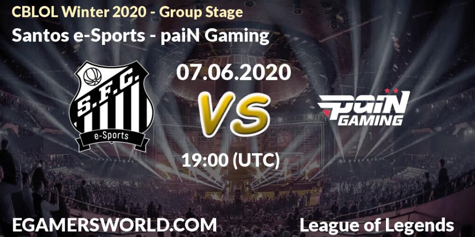 Santos e-Sports vs paiN Gaming: Betting TIp, Match Prediction. 07.06.2020 at 19:00. LoL, CBLOL Winter 2020 - Group Stage