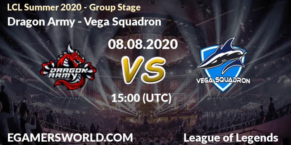 Dragon Army vs Vega Squadron: Betting TIp, Match Prediction. 08.08.20. LoL, LCL Summer 2020 - Group Stage