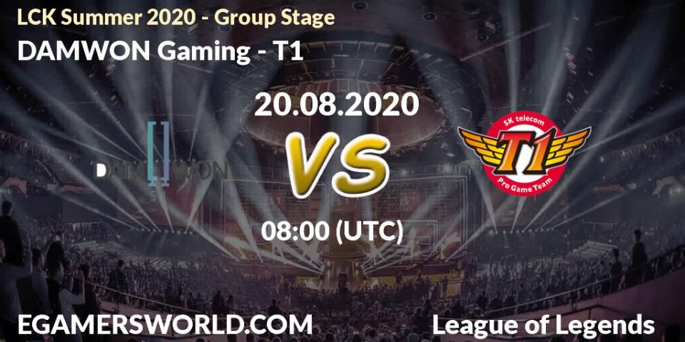DAMWON Gaming vs T1: Betting TIp, Match Prediction. 20.08.20. LoL, LCK Summer 2020 - Group Stage