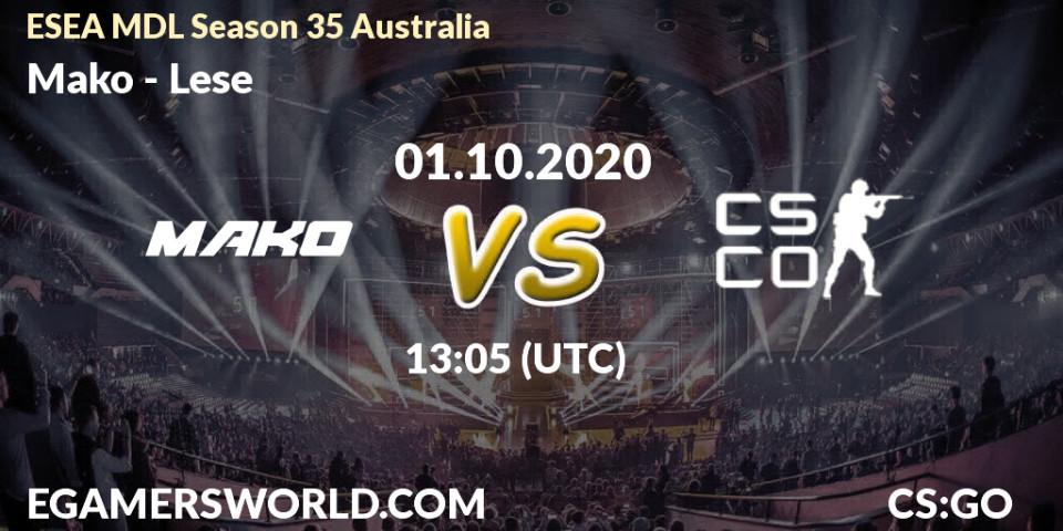 Mako vs Lese: Betting TIp, Match Prediction. 18.10.20. CS2 (CS:GO), ESEA MDL Season 35 Australia