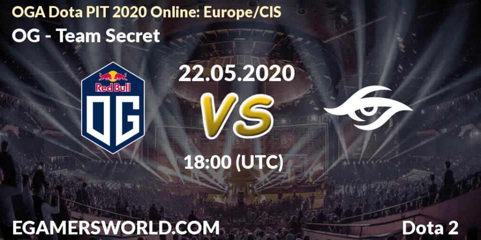 OG vs Team Secret: Betting TIp, Match Prediction. 22.05.20. Dota 2, OGA Dota PIT 2020 Online: Europe/CIS