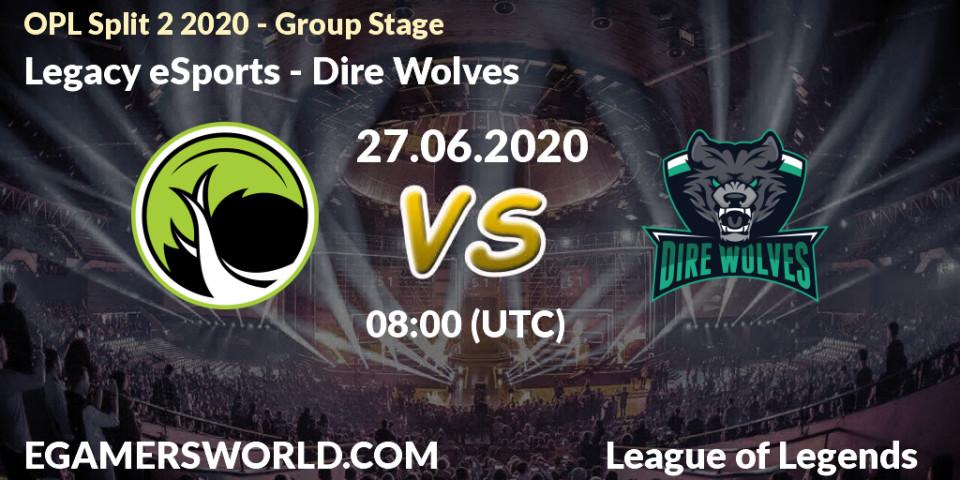 Legacy eSports vs Dire Wolves: Betting TIp, Match Prediction. 27.06.2020 at 08:45. LoL, OPL Split 2 2020 - Group Stage