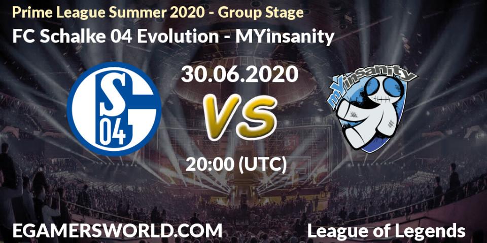 FC Schalke 04 Evolution vs MYinsanity: Betting TIp, Match Prediction. 30.06.20. LoL, Prime League Summer 2020 - Group Stage