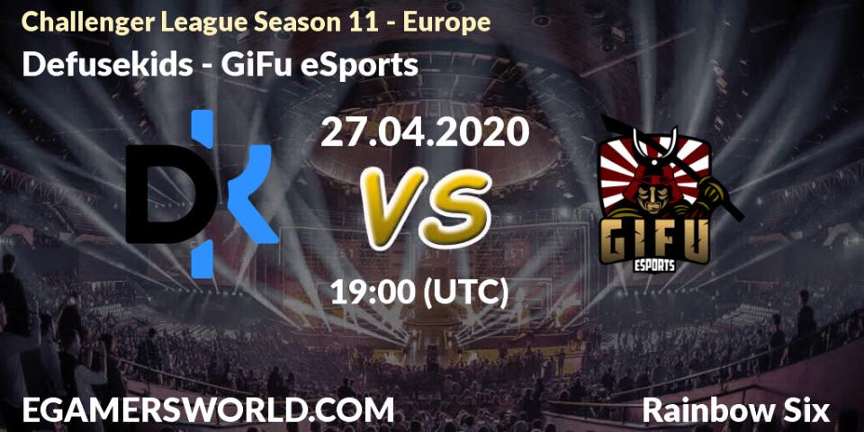 Defusekids vs GiFu eSports: Betting TIp, Match Prediction. 28.04.2020 at 19:00. Rainbow Six, Challenger League Season 11 - Europe