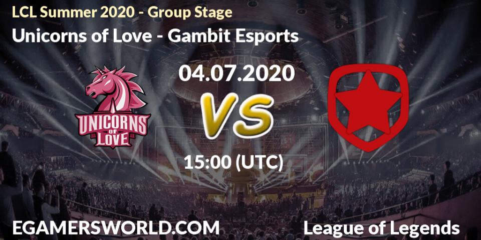 Unicorns of Love vs Gambit Esports: Betting TIp, Match Prediction. 04.07.20. LoL, LCL Summer 2020 - Group Stage