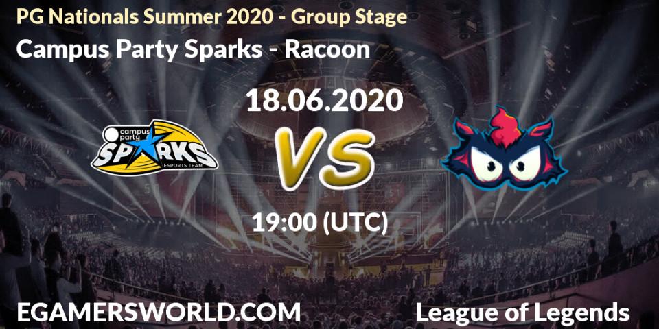 Campus Party Sparks vs Racoon: Betting TIp, Match Prediction. 18.06.20. LoL, PG Nationals Summer 2020 - Group Stage