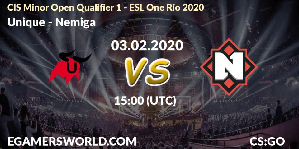 Unique vs Nemiga: Betting TIp, Match Prediction. 03.02.20. CS2 (CS:GO), CIS Minor Open Qualifier 1 - ESL One Rio 2020