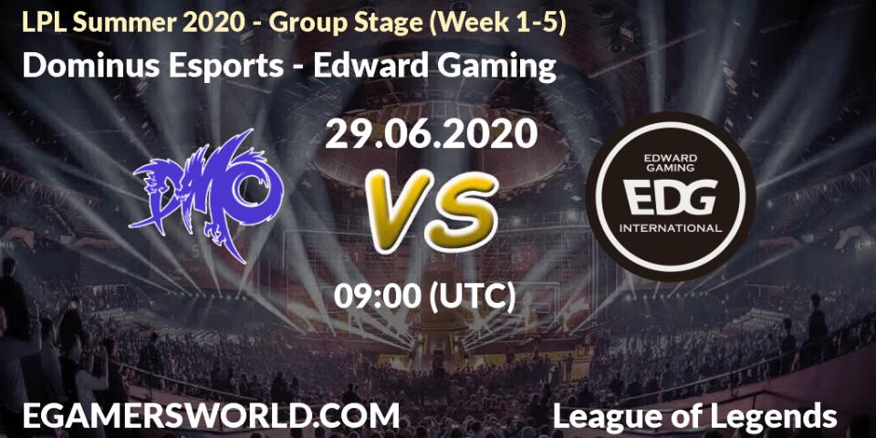 Dominus Esports vs Edward Gaming: Betting TIp, Match Prediction. 29.06.20. LoL, LPL Summer 2020 - Group Stage (Week 1-5)
