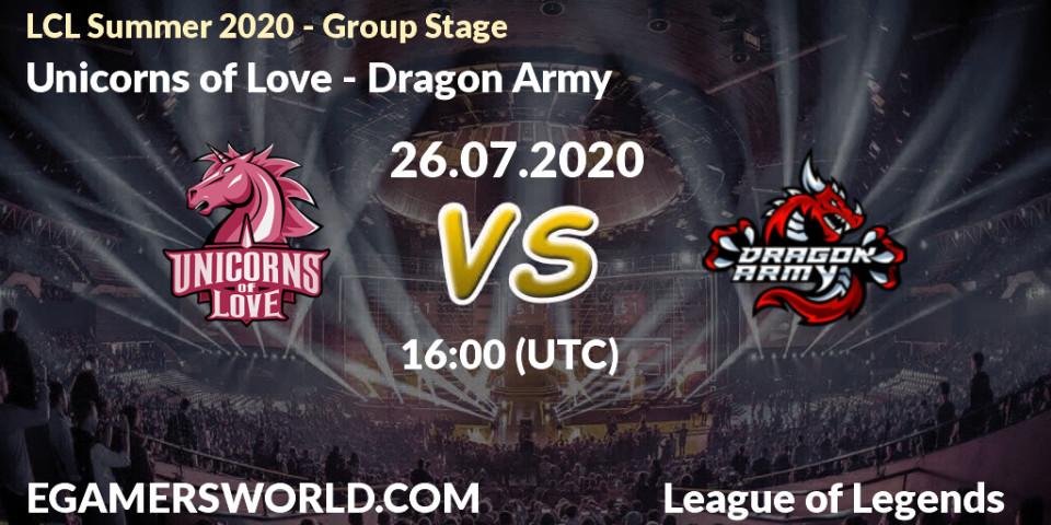 Unicorns of Love vs Dragon Army: Betting TIp, Match Prediction. 26.07.20. LoL, LCL Summer 2020 - Group Stage