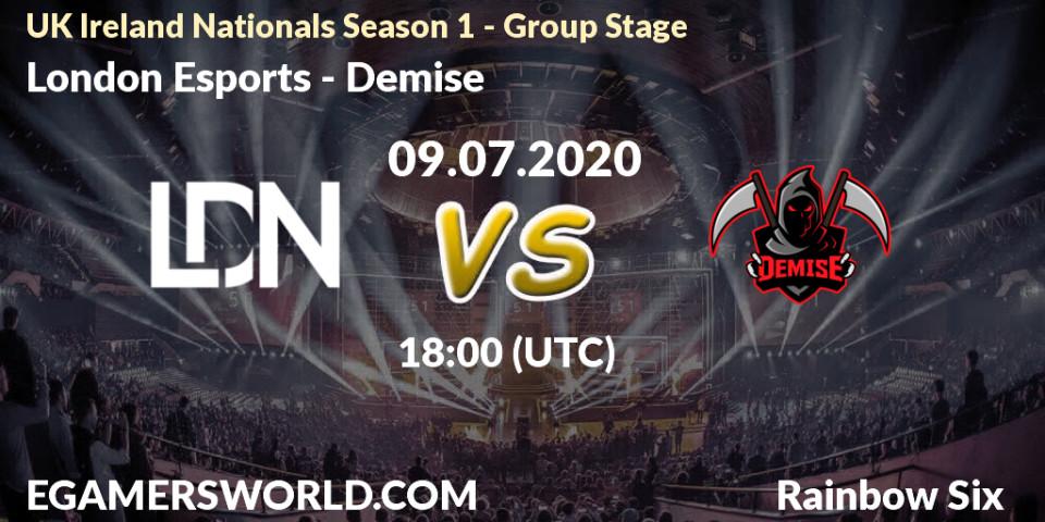 London Esports vs Demise: Betting TIp, Match Prediction. 09.07.2020 at 18:00. Rainbow Six, UK Ireland Nationals Season 1 - Group Stage