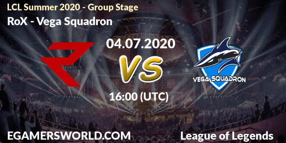 RoX vs Vega Squadron: Betting TIp, Match Prediction. 04.07.2020 at 16:00. LoL, LCL Summer 2020 - Group Stage