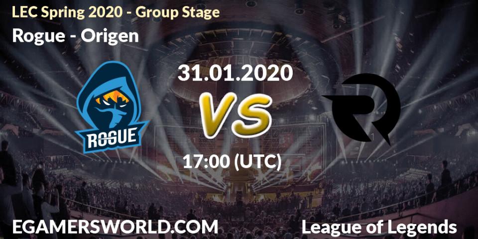 Rogue vs Origen: Betting TIp, Match Prediction. 31.01.20. LoL, LEC Spring 2020 - Group Stage