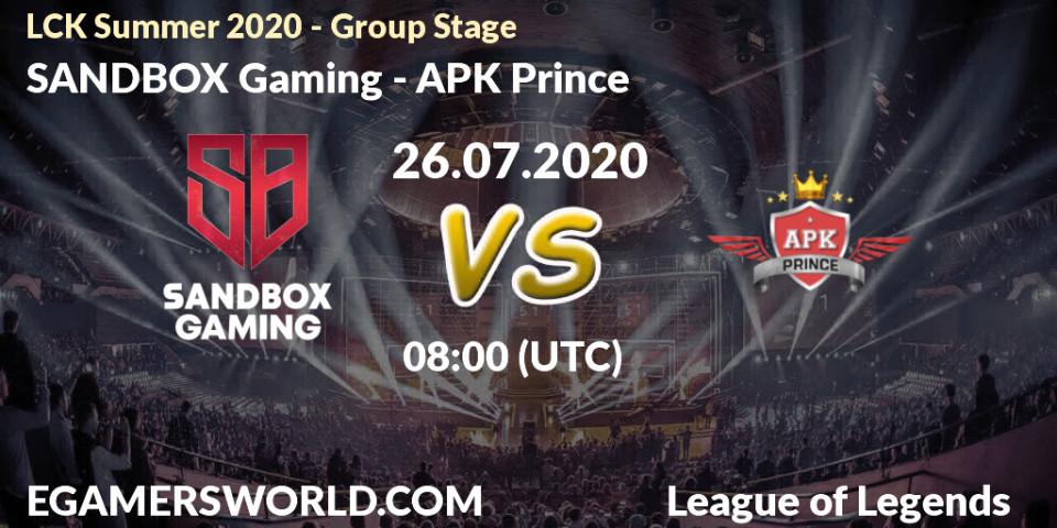 SANDBOX Gaming vs SeolHaeOne Prince: Betting TIp, Match Prediction. 26.07.20. LoL, LCK Summer 2020 - Group Stage