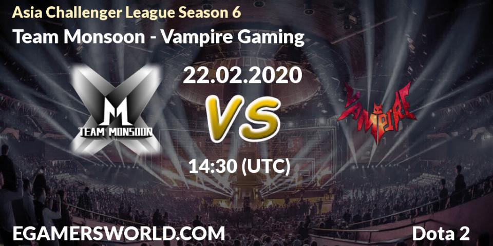 Team Monsoon vs Vampire Gaming: Betting TIp, Match Prediction. 22.02.20. Dota 2, Asia Challenger League Season 6