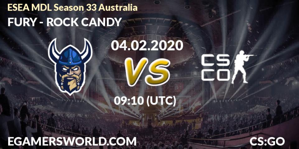 FURY vs ROCK CANDY: Betting TIp, Match Prediction. 05.02.20. CS2 (CS:GO), ESEA MDL Season 33 Australia