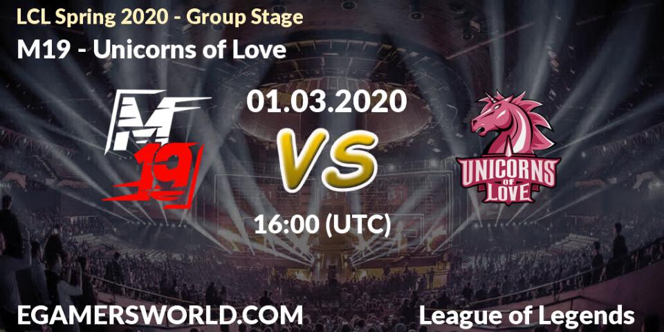 M19 vs Unicorns of Love: Betting TIp, Match Prediction. 01.03.20. LoL, LCL Spring 2020 - Group Stage