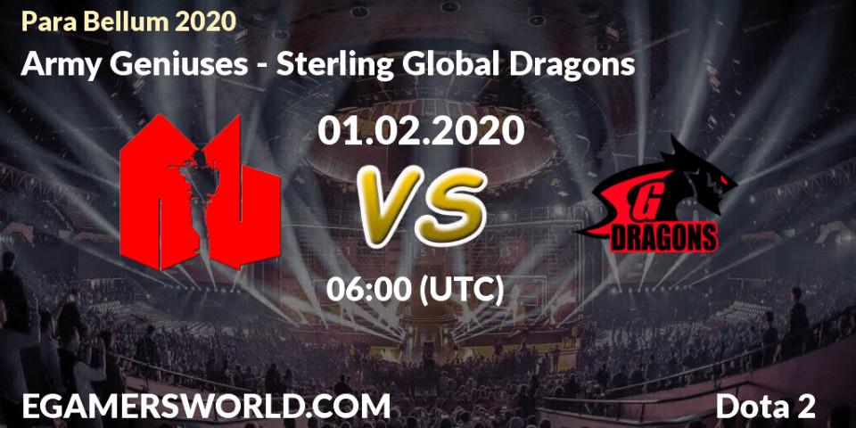 Army Geniuses vs Sterling Global Dragons: Betting TIp, Match Prediction. 01.02.20. Dota 2, Para Bellum 2020