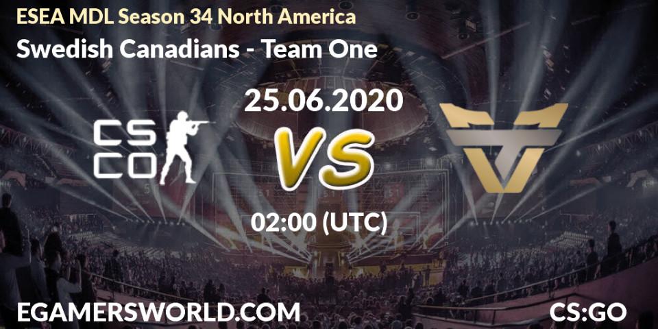 Swedish Canadians vs Team One: Betting TIp, Match Prediction. 25.06.20. CS2 (CS:GO), ESEA MDL Season 34 North America