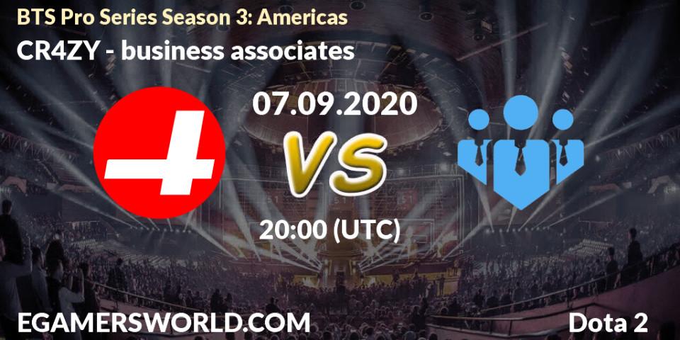 CR4ZY vs business associates: Betting TIp, Match Prediction. 07.09.20. Dota 2, BTS Pro Series Season 3: Americas