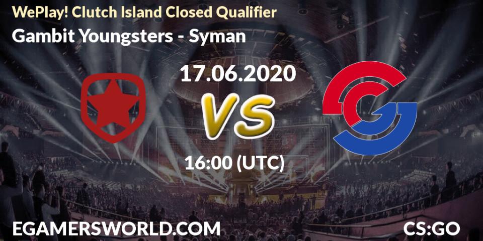 Gambit Youngsters vs Syman: Betting TIp, Match Prediction. 17.06.20. CS2 (CS:GO), WePlay! Clutch Island Closed Qualifier