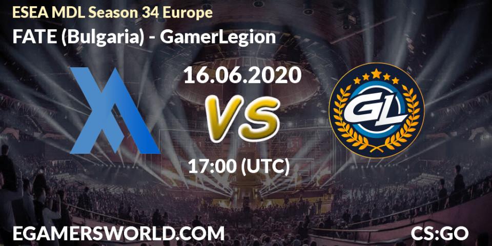 FATE (Bulgaria) vs GamerLegion: Betting TIp, Match Prediction. 16.06.20. CS2 (CS:GO), ESEA MDL Season 34 Europe