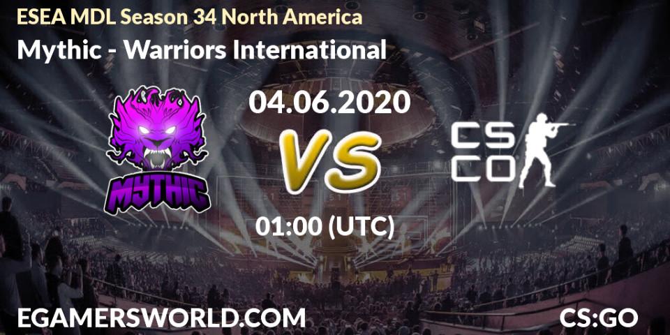 Mythic vs Warriors International: Betting TIp, Match Prediction. 04.06.20. CS2 (CS:GO), ESEA MDL Season 34 North America