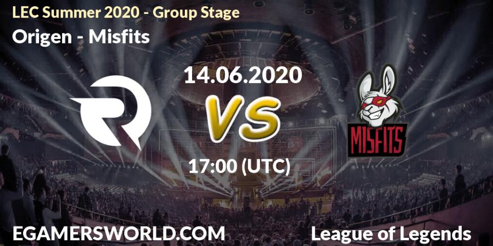 Origen vs Misfits: Betting TIp, Match Prediction. 14.06.20. LoL, LEC Summer 2020 - Group Stage