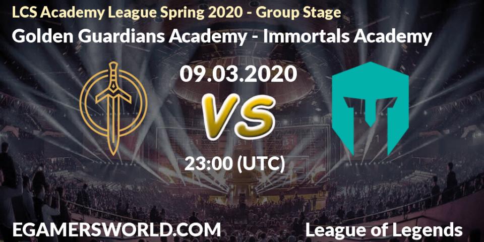 Golden Guardians Academy vs Immortals Academy: Betting TIp, Match Prediction. 09.03.2020 at 22:00. LoL, LCS Academy League Spring 2020 - Group Stage