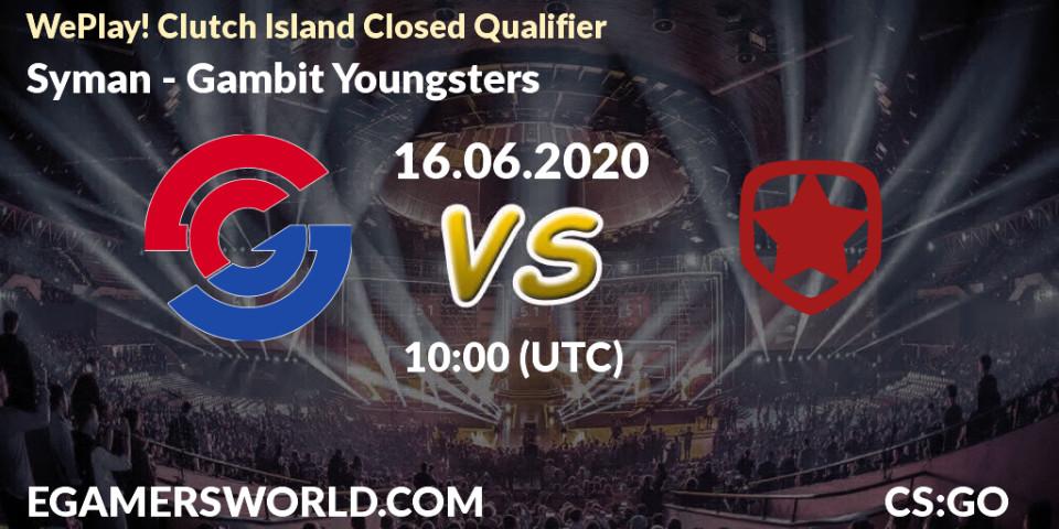 Syman vs Gambit Youngsters: Betting TIp, Match Prediction. 16.06.20. CS2 (CS:GO), WePlay! Clutch Island Closed Qualifier