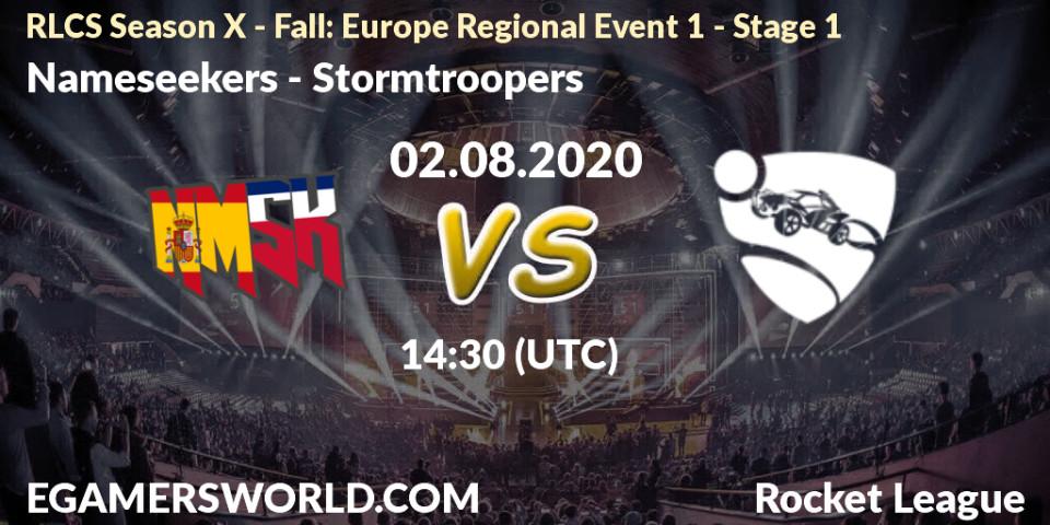 Nameseekers vs Stormtroopers: Betting TIp, Match Prediction. 02.08.2020 at 14:30. Rocket League, RLCS Season X - Fall: Europe Regional Event 1 - Stage 1
