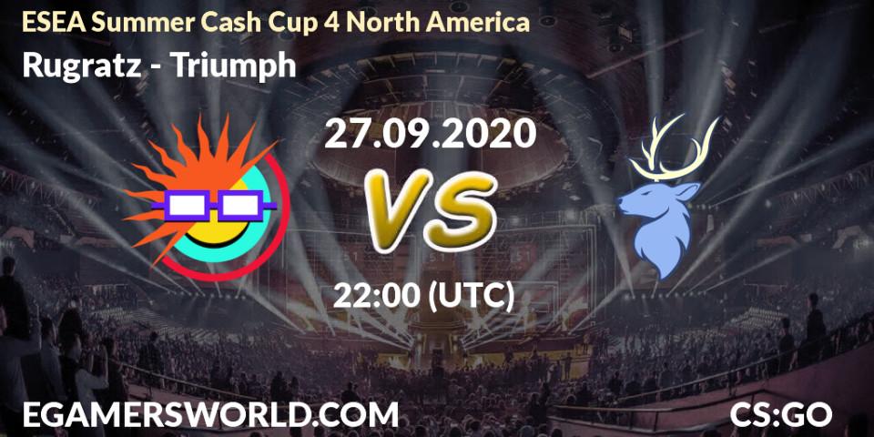 Rugratz vs Triumph: Betting TIp, Match Prediction. 28.09.2020 at 19:00. Counter-Strike (CS2), ESEA Summer Cash Cup 4 North America